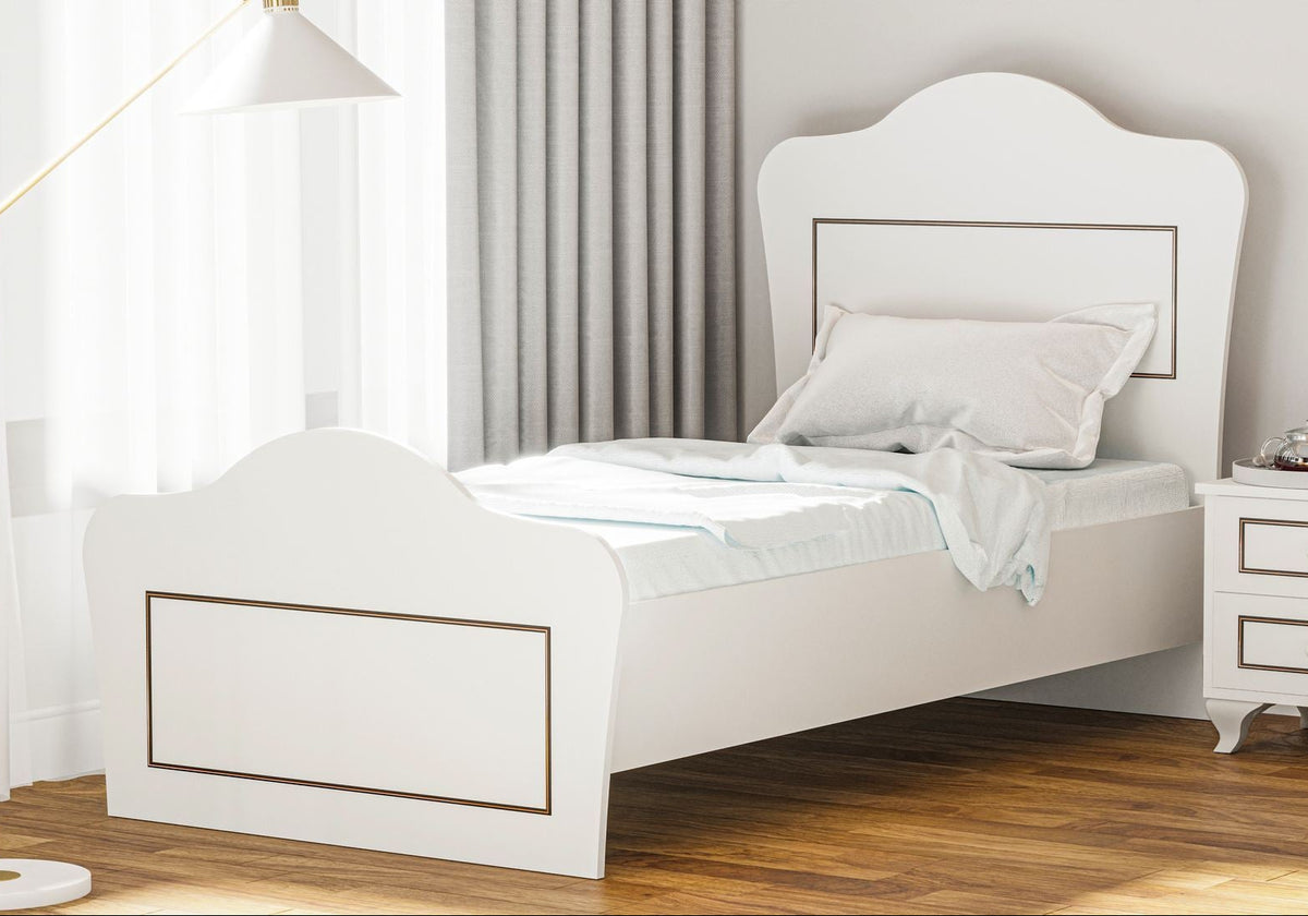 Μονό Κρεβάτι 90x190 cm με Κεφαλάρι MDF σε Ματ Λευκό Χρώμα – Σύγχρονος Σχεδιασμός & Ανθεκτική Κατασκευή | 167RAB2103