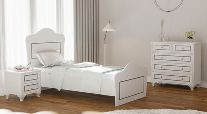 Μονό Κρεβάτι 90x190 cm με Κεφαλάρι MDF σε Ματ Λευκό Χρώμα – Σύγχρονος Σχεδιασμός & Ανθεκτική Κατασκευή | 167RAB2103