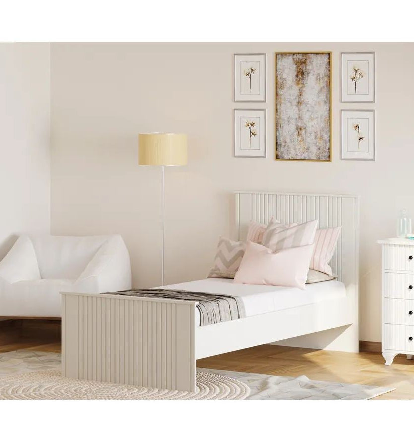 Μονό Κρεβάτι 90x190 cm με Κεφαλάρι MDF σε Ματ Λευκό Χρώμα – Σύγχρονος Σχεδιασμός & Ανθεκτική Κατασκευή | 167RAB2104