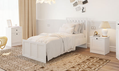 Μονό Κρεβάτι 90x190 cm με Κεφαλάρι MDF σε Ματ Λευκό Χρώμα – Σύγχρονος Σχεδιασμός & Ανθεκτική Κατασκευή | 167RAB2105
