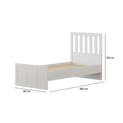 Μονό Κρεβάτι 90x190 cm με Κεφαλάρι MDF σε Ματ Λευκό Χρώμα – Σύγχρονος Σχεδιασμός & Ανθεκτική Κατασκευή | 167RAB2105