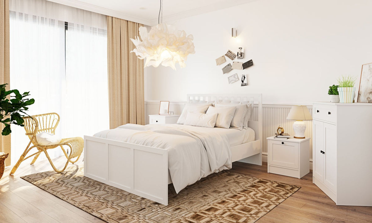 Μονό Κρεβάτι 90x190 cm με Κεφαλάρι MDF σε Ματ Λευκό Χρώμα – Σύγχρονος Σχεδιασμός & Ανθεκτική Κατασκευή | 167RAB2106