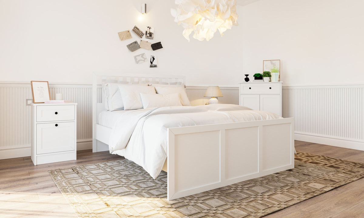 Μονό Κρεβάτι 90x190 cm με Κεφαλάρι MDF σε Ματ Λευκό Χρώμα – Σύγχρονος Σχεδιασμός & Ανθεκτική Κατασκευή | 167RAB2106
