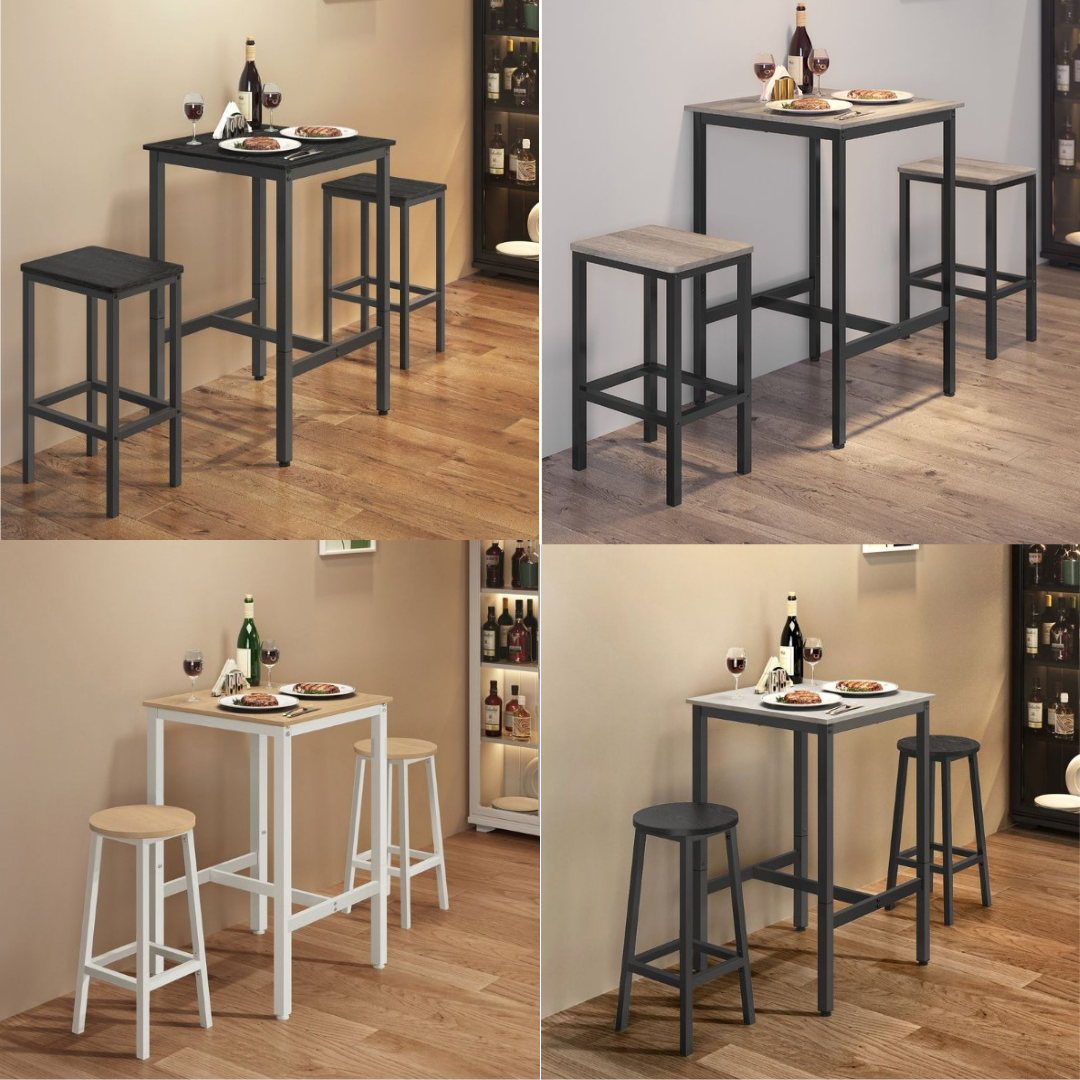 Hoher Bartisch, hoher Küchen-Esstisch, braun-schwarz-grau-weiß LB-T25X