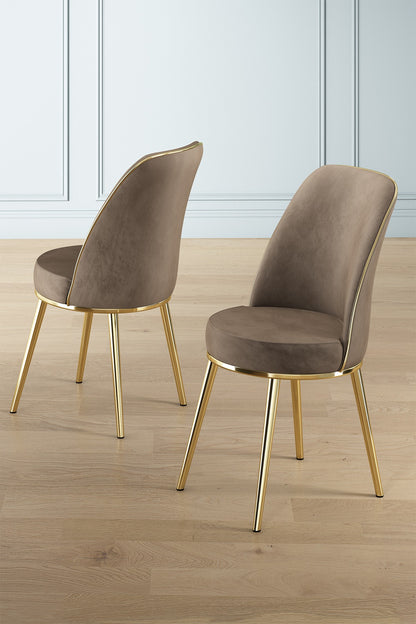 Καρέκλες Τραπεζαρίας Αλέκιαστες Σετ 4 τεμ - Cappuccino / Gold | 240CHR1553
