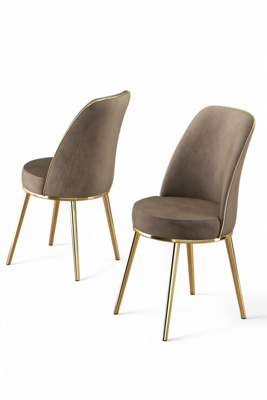 Καρέκλες Τραπεζαρίας Αλέκιαστες Σετ 4 τεμ - Cappuccino / Gold | 240CHR1553