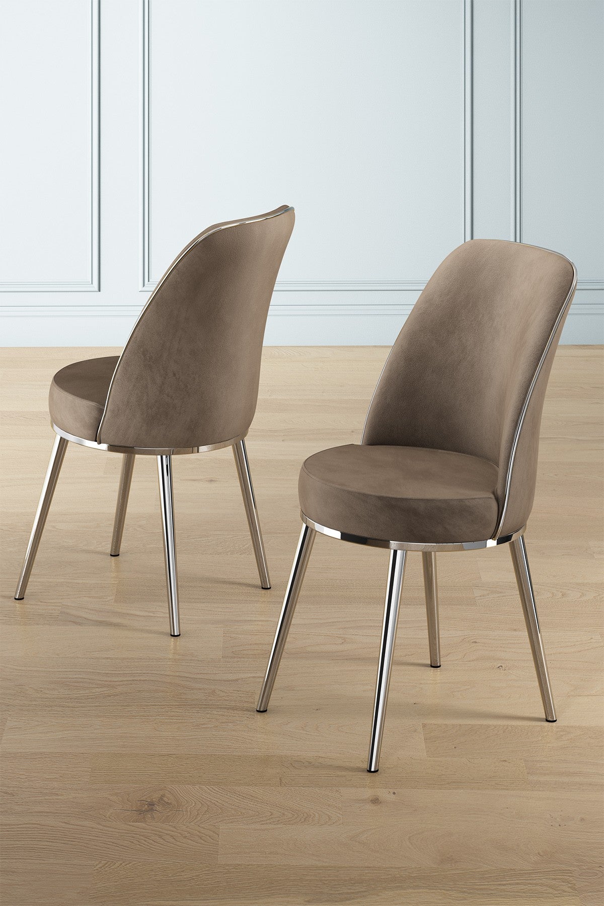 Καρέκλες Τραπεζαρίας Αλέκιαστες Σετ 4 τεμ - Cappuccino / Chrome | 240CHR1558