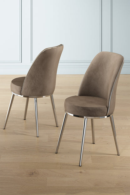 Καρέκλες Τραπεζαρίας Αλέκιαστες Σετ 4 τεμ - Cappuccino / Chrome | 240CHR1558