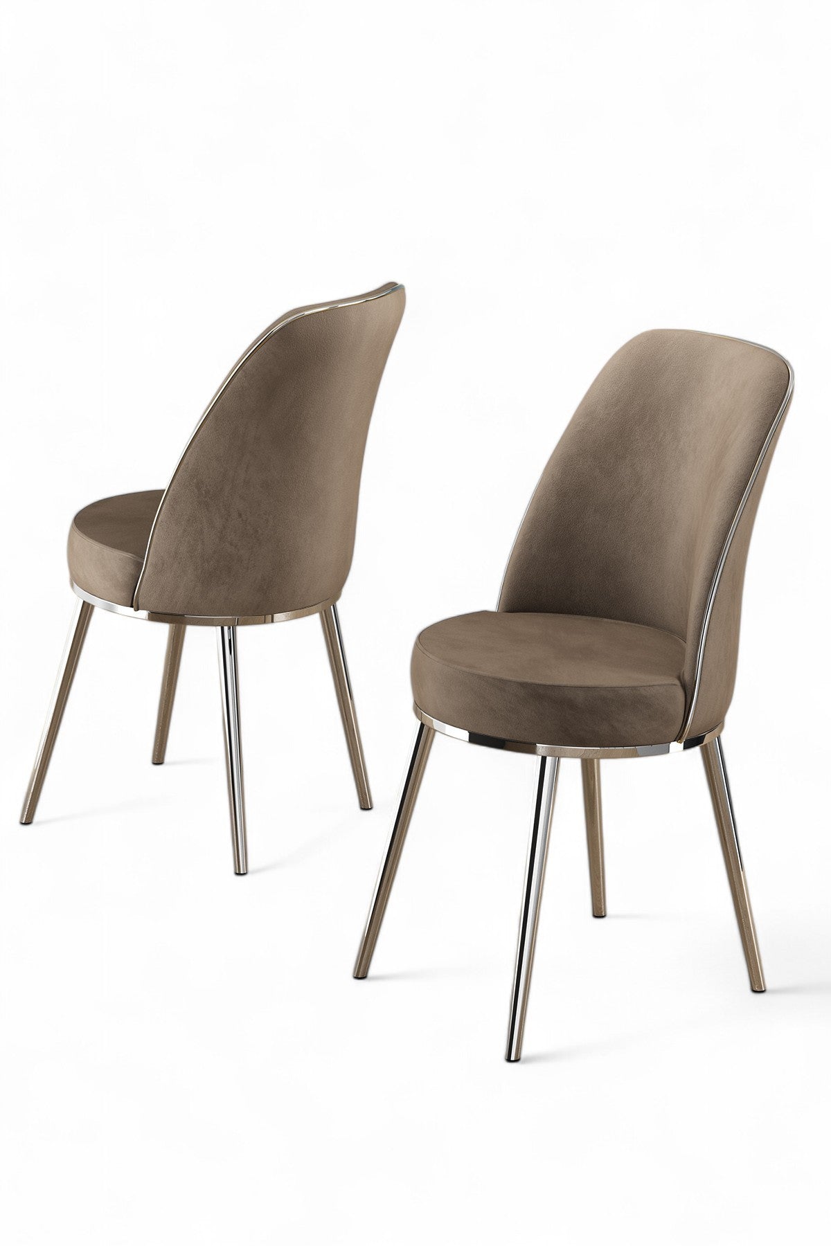 Καρέκλες Τραπεζαρίας Αλέκιαστες Σετ 4 τεμ - Cappuccino / Chrome | 240CHR1558