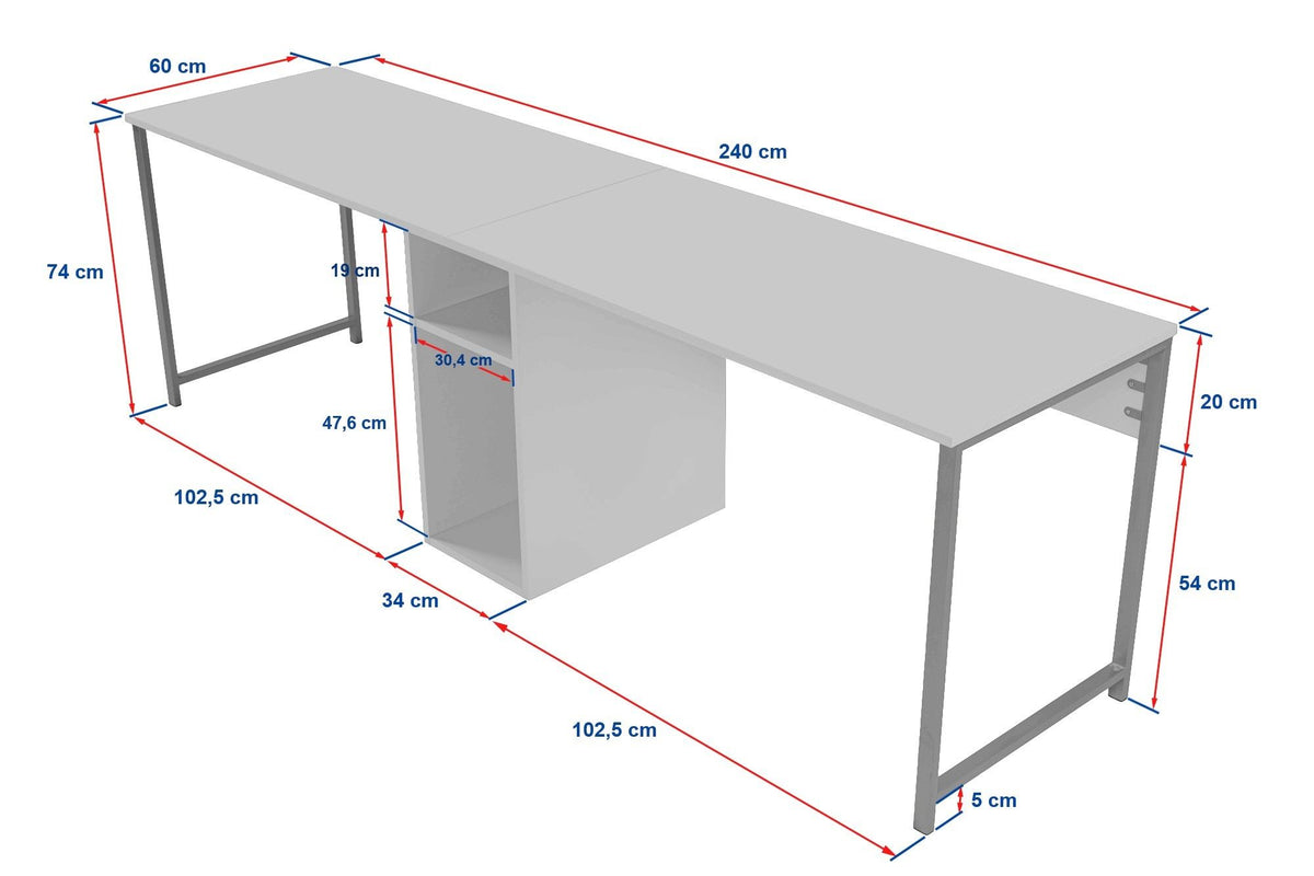 Γραφείο Υπολογιστή και Μελέτης 240x74x60 εκ. Πεύκο Atlantic Μαύρο | 241NRD1103