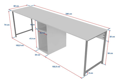 Γραφείο Υπολογιστή και Μελέτης 240x74x60 εκ. Πεύκο Atlantic Μαύρο | 241NRD1103