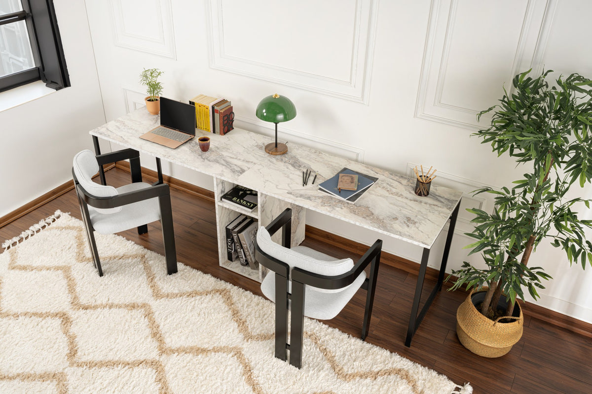 Γραφείο Υπολογιστή και Μελέτης 240x74x60 εκ. Freesia Marble Μαύρο | 241NRD1106