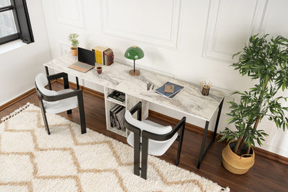 Γραφείο Υπολογιστή και Μελέτης 240x74x60 εκ. Freesia Marble Μαύρο | 241NRD1106