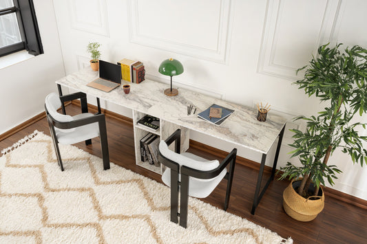 Γραφείο Υπολογιστή και Μελέτης 240x74x60 εκ. Freesia Marble Μαύρο | 241NRD1106