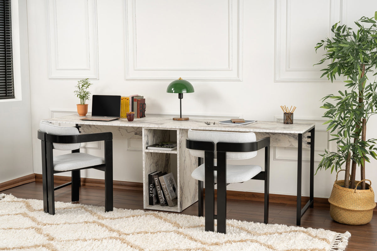 Γραφείο Υπολογιστή και Μελέτης 240x74x60 εκ. Freesia Marble Μαύρο | 241NRD1106