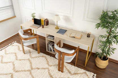 Γραφείο Υπολογιστή και Μελέτης 240x74x60 εκ. Travertine Χρυσό | 241NRD1107