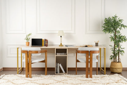Γραφείο Υπολογιστή και Μελέτης 240x74x60 εκ. Travertine Χρυσό | 241NRD1107