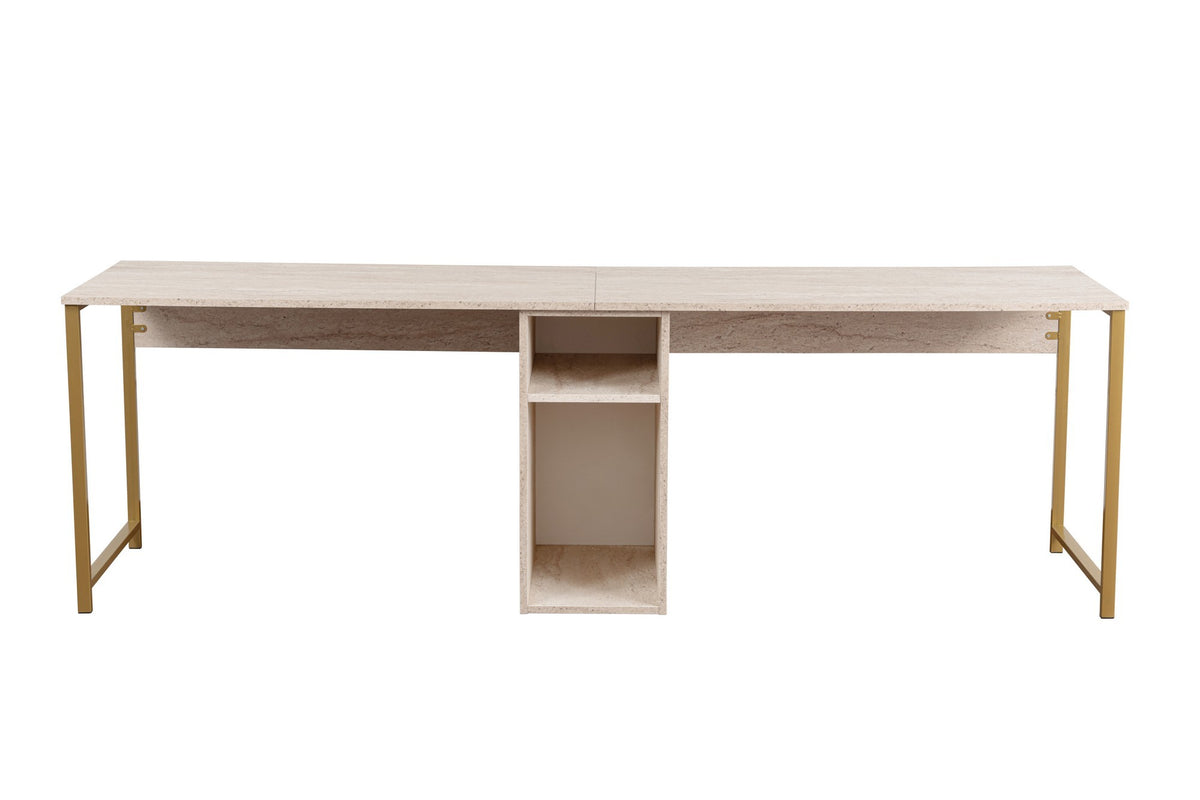 Γραφείο Υπολογιστή και Μελέτης 240x74x60 εκ. Travertine Χρυσό | 241NRD1107