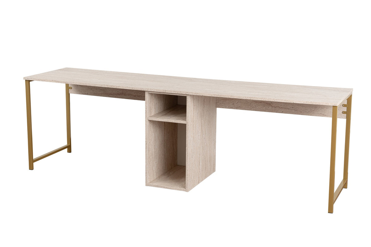 Γραφείο Υπολογιστή και Μελέτης 240x74x60 εκ. Travertine Χρυσό | 241NRD1107
