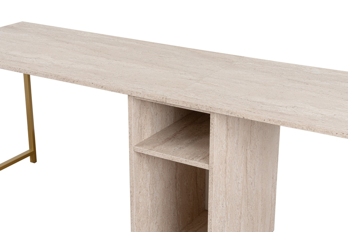 Γραφείο Υπολογιστή και Μελέτης 240x74x60 εκ. Travertine Χρυσό | 241NRD1107