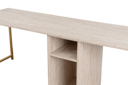Γραφείο Υπολογιστή και Μελέτης 240x74x60 εκ. Travertine Χρυσό | 241NRD1107