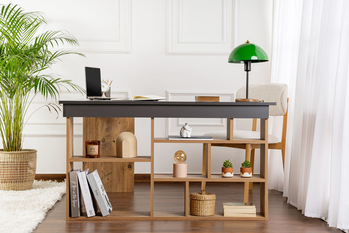 Γραφείο Υπολογιστή και Μελέτης 130x72x120 εκ. Ανθρακί Πεύκο Atlantic | 241NRD1111