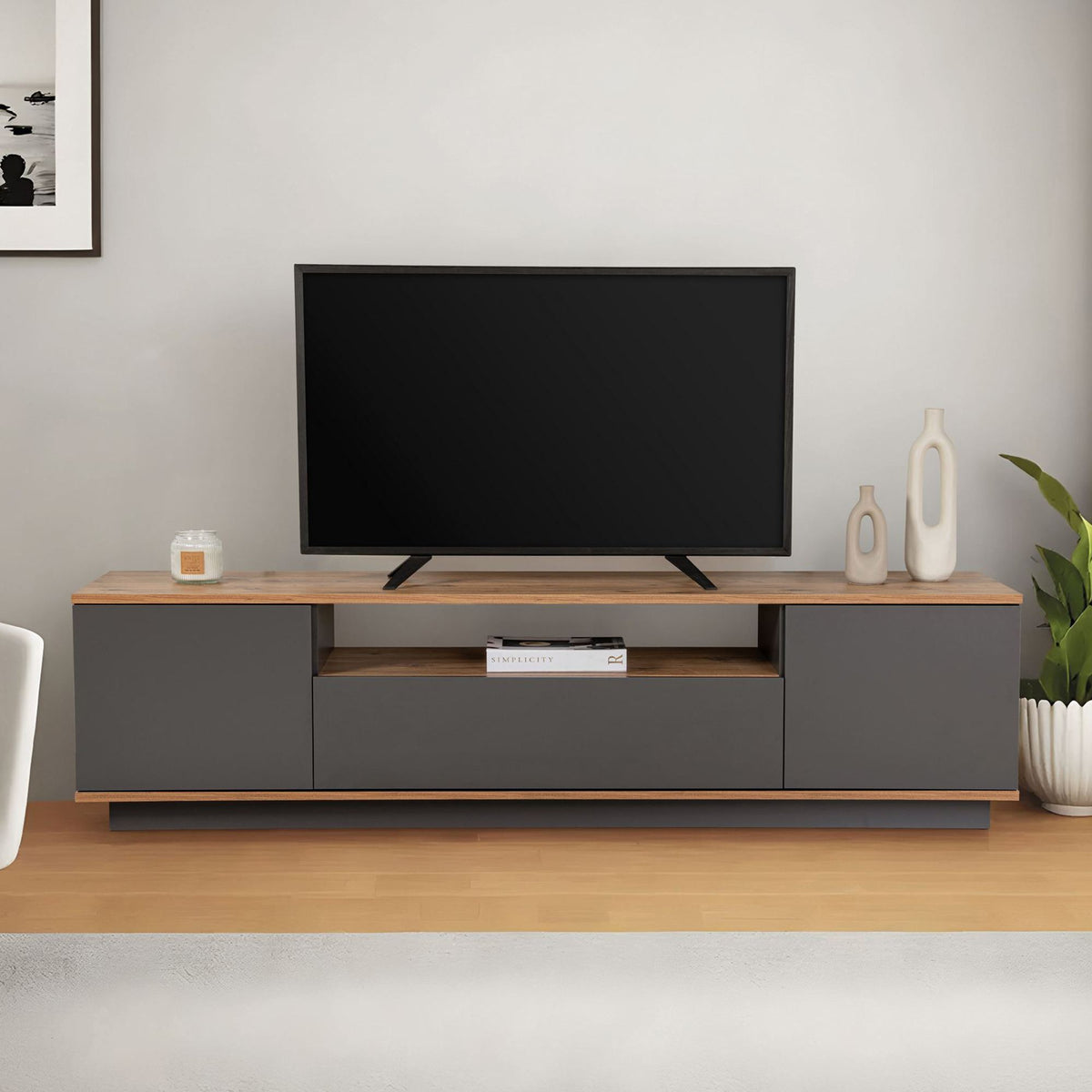 Έπιπλο Τηλεόρασης TV Βάση Σύνθεση Ανθρακί Atlantic Pine | 241NRD1301