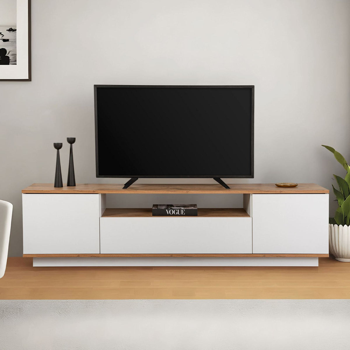 Έπιπλο Τηλεόρασης TV Βάση Σύνθεση Λευκό Atlantic Pine | 241NRD1302