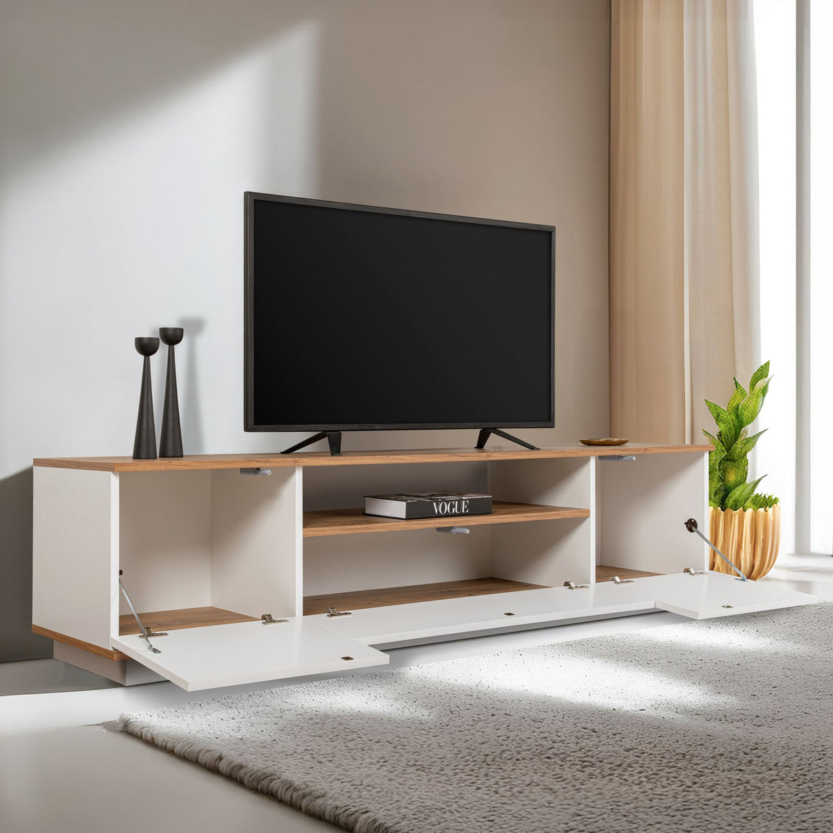 Έπιπλο Τηλεόρασης TV Βάση Σύνθεση Λευκό Atlantic Pine | 241NRD1302