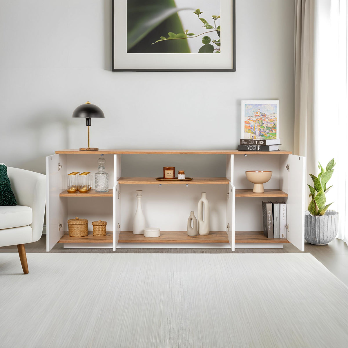 Μπουφές Λευκό Atlantic Πεύκο 180x44,5x75cm | 241NRD1303