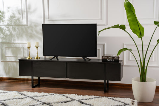 Έπιπλο Τηλεόρασης TV Βάση Σύνθεση Ξύλο Μαύρο Μαύρο | 241NRD1309