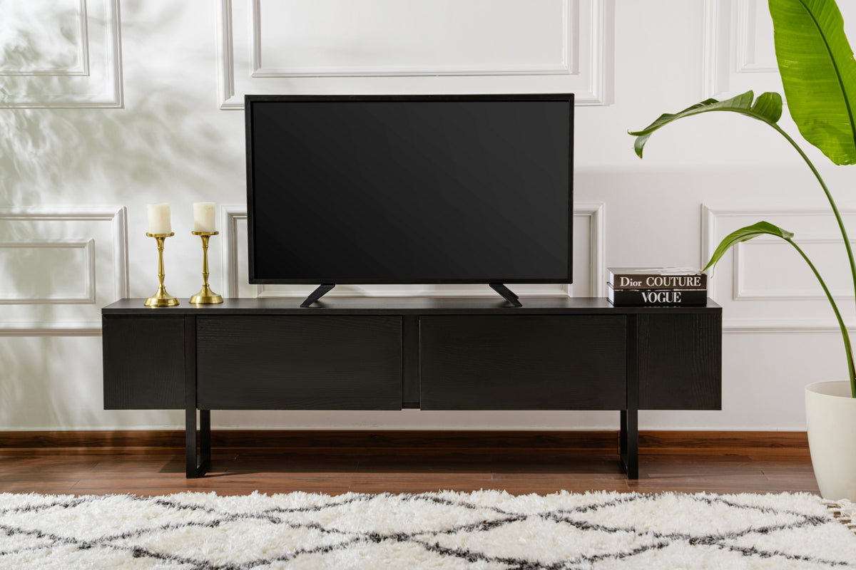 Έπιπλο Τηλεόρασης TV Βάση Σύνθεση Ξύλο Μαύρο Μαύρο | 241NRD1309