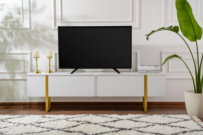 Έπιπλο Τηλεόρασης TV Βάση Σύνθεση Λευκό Χρυσό | 241NRD1312