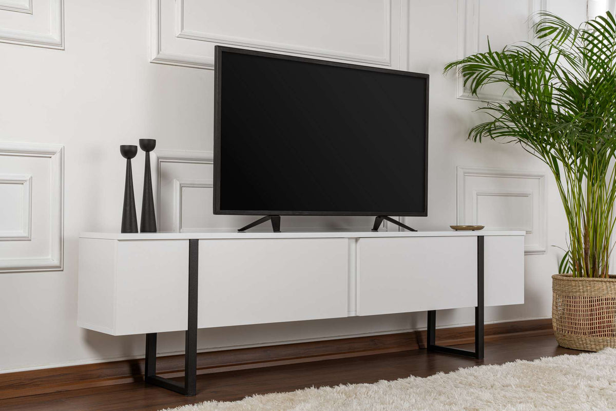 Έπιπλο Τηλεόρασης TV Βάση Σύνθεση Λευκό Μαύρο | 241NRD1330