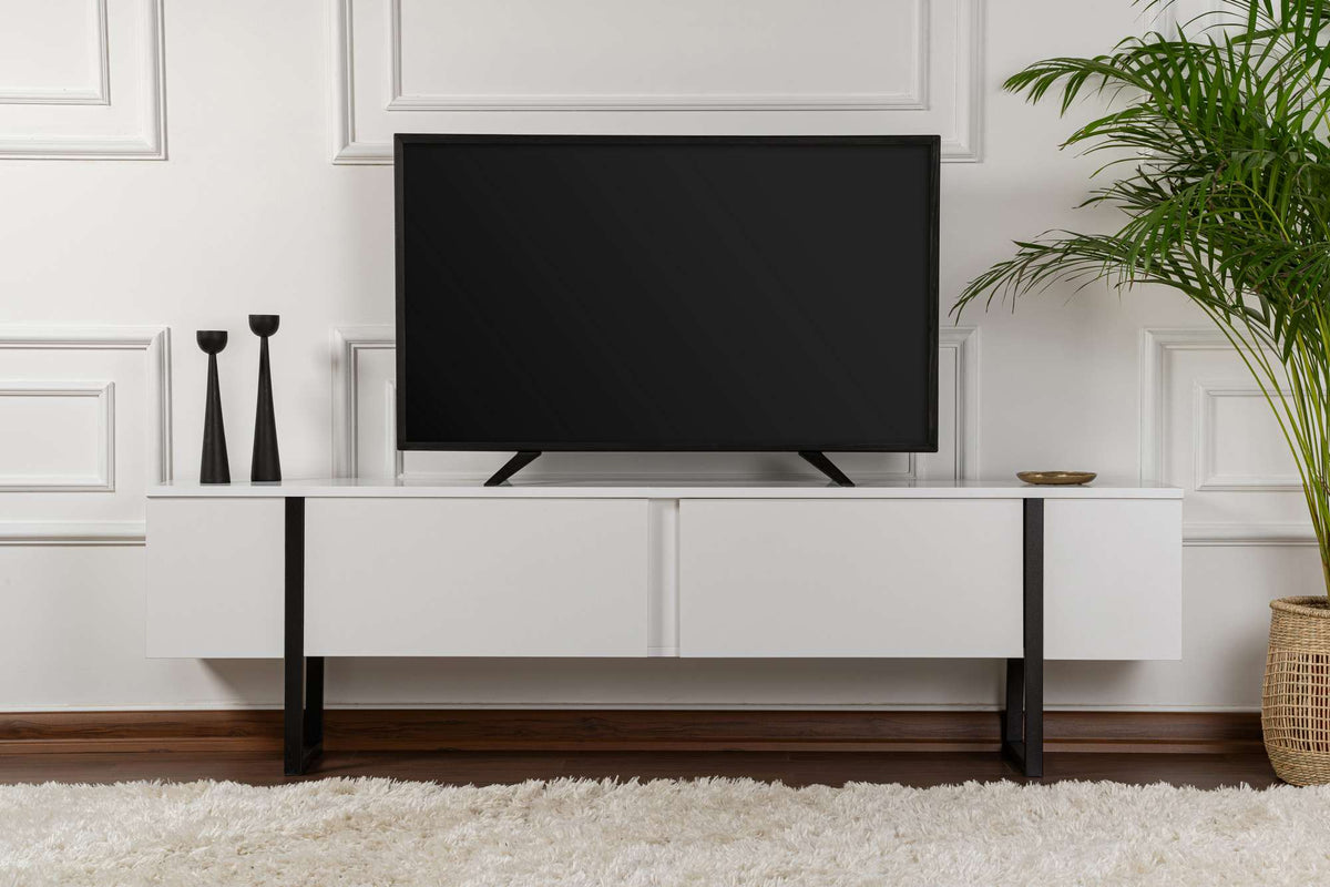 Έπιπλο Τηλεόρασης TV Βάση Σύνθεση Λευκό Μαύρο | 241NRD1330