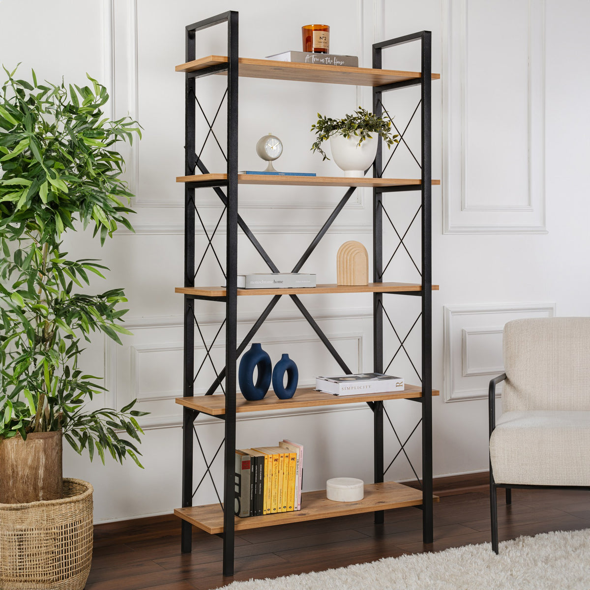 Βιβλιοθήκη 90 × 34 × 180 εκ. Atlantic Pine Μαύρο GR241NRD1332