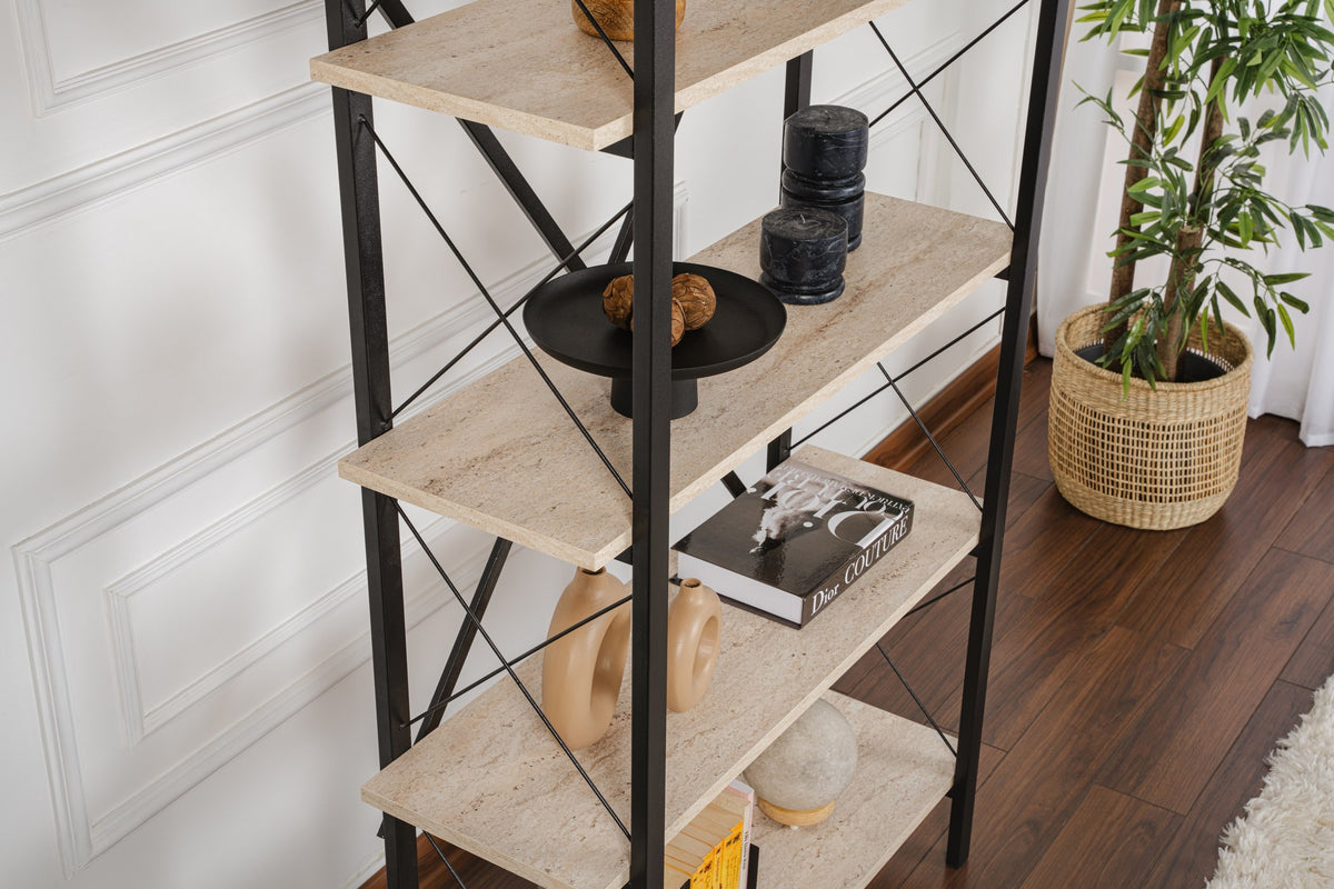 Βιβλιοθήκη 90 × 34 × 180 εκ. Travertine Μαύρο GR241NRD1336