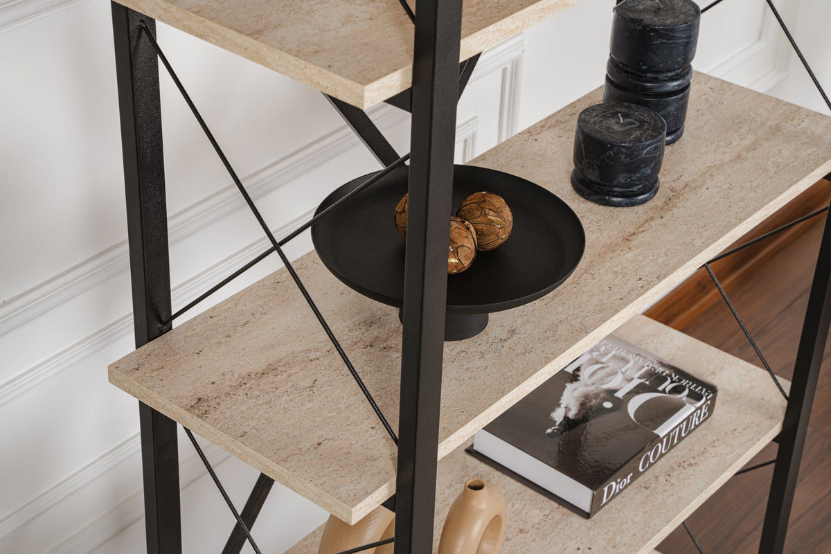 Βιβλιοθήκη 90 × 34 × 180 εκ. Travertine Μαύρο GR241NRD1336