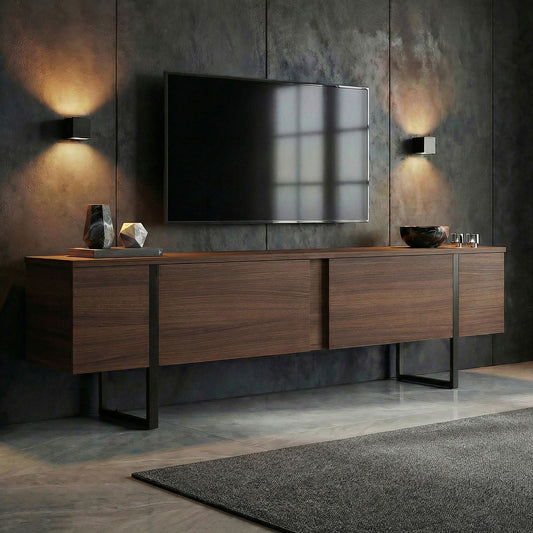 Έπιπλο Τηλεόρασης TV Βάση Σύνθεση Milano Καρυδί Μαύρο | 241NRD1350