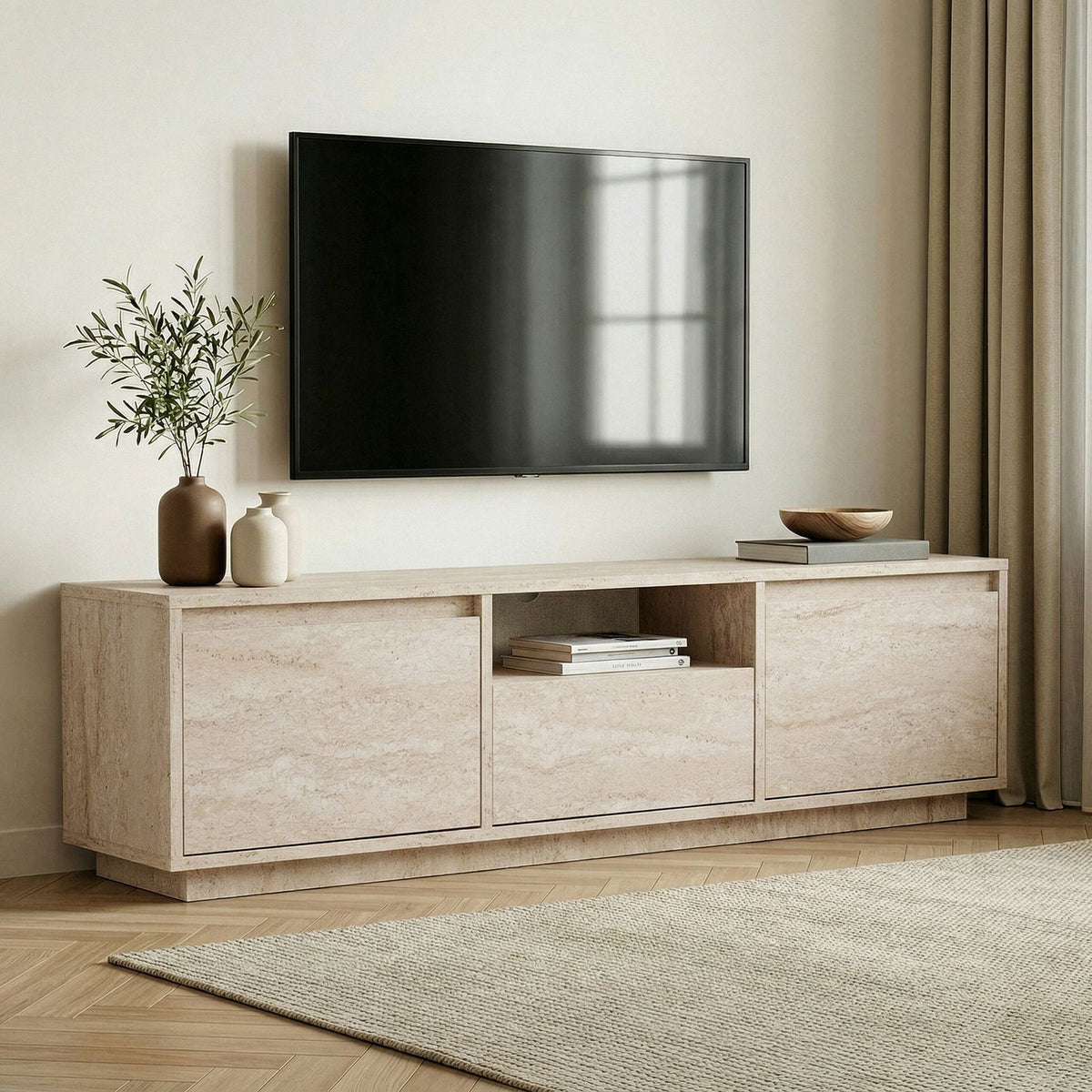 Έπιπλο Τηλεόρασης TV Βάση Σύνθεση Travertine | 241NRD1375