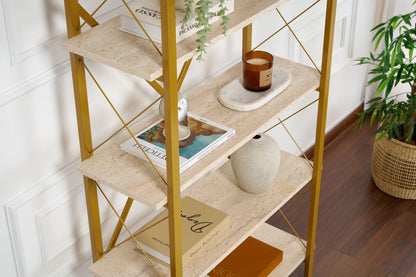 Βιβλιοθήκη 90 × 34 × 180 εκ. Travertine Χρυσό GR241NRD1501
