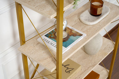 Βιβλιοθήκη 90 × 34 × 180 εκ. Travertine Χρυσό GR241NRD1501