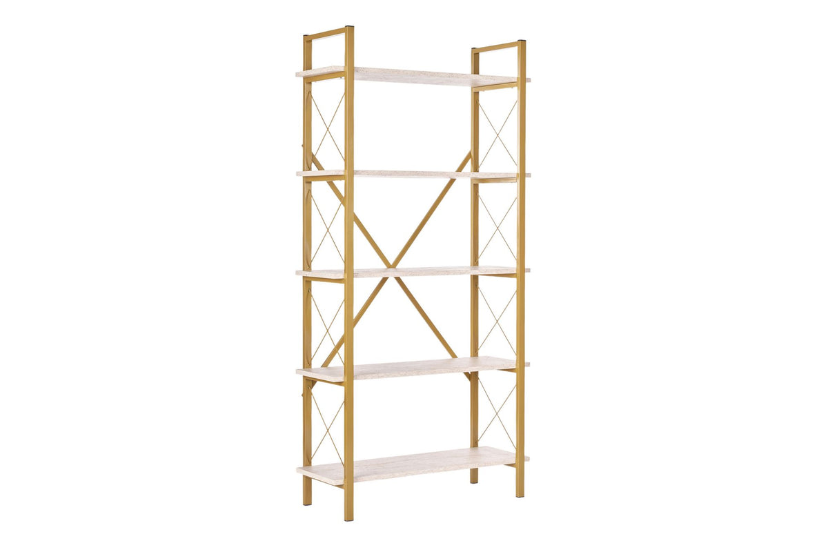 Βιβλιοθήκη 90 × 34 × 180 εκ. Travertine Χρυσό GR241NRD1501