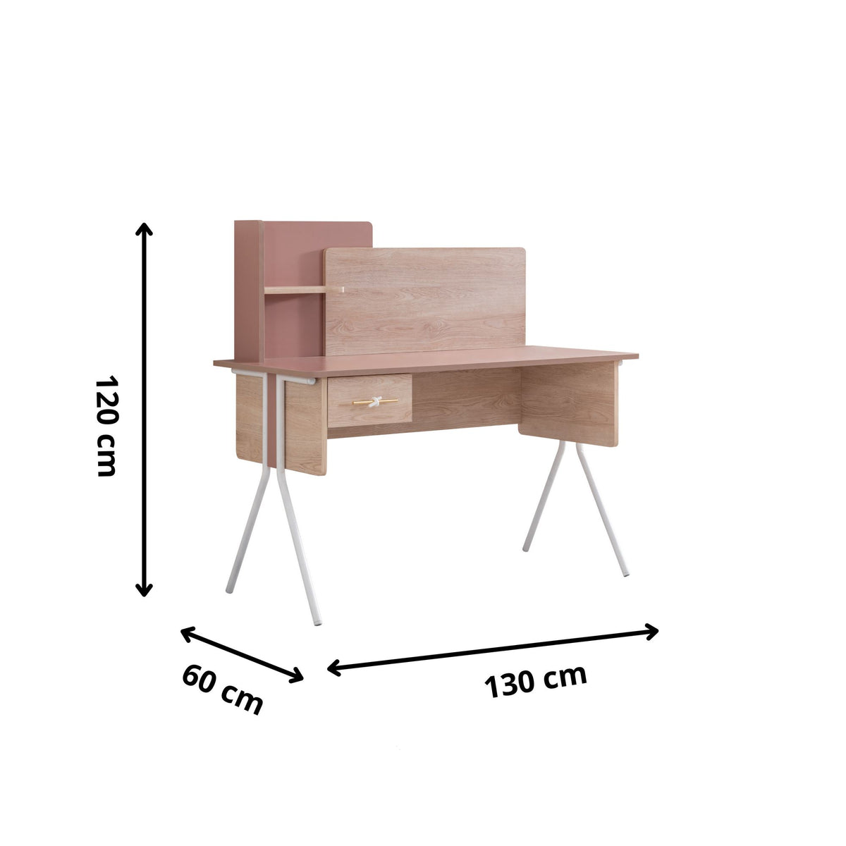 Γραφείο Υπολογιστή και Μελέτης 130x120x60 εκ. Καφέ Pink | 249HRV1209