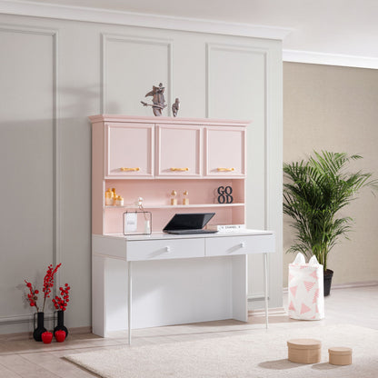 Γραφείο Υπολογιστή και Μελέτης 138x167x60 εκ. Pink Λευκό | 249HRV1211
