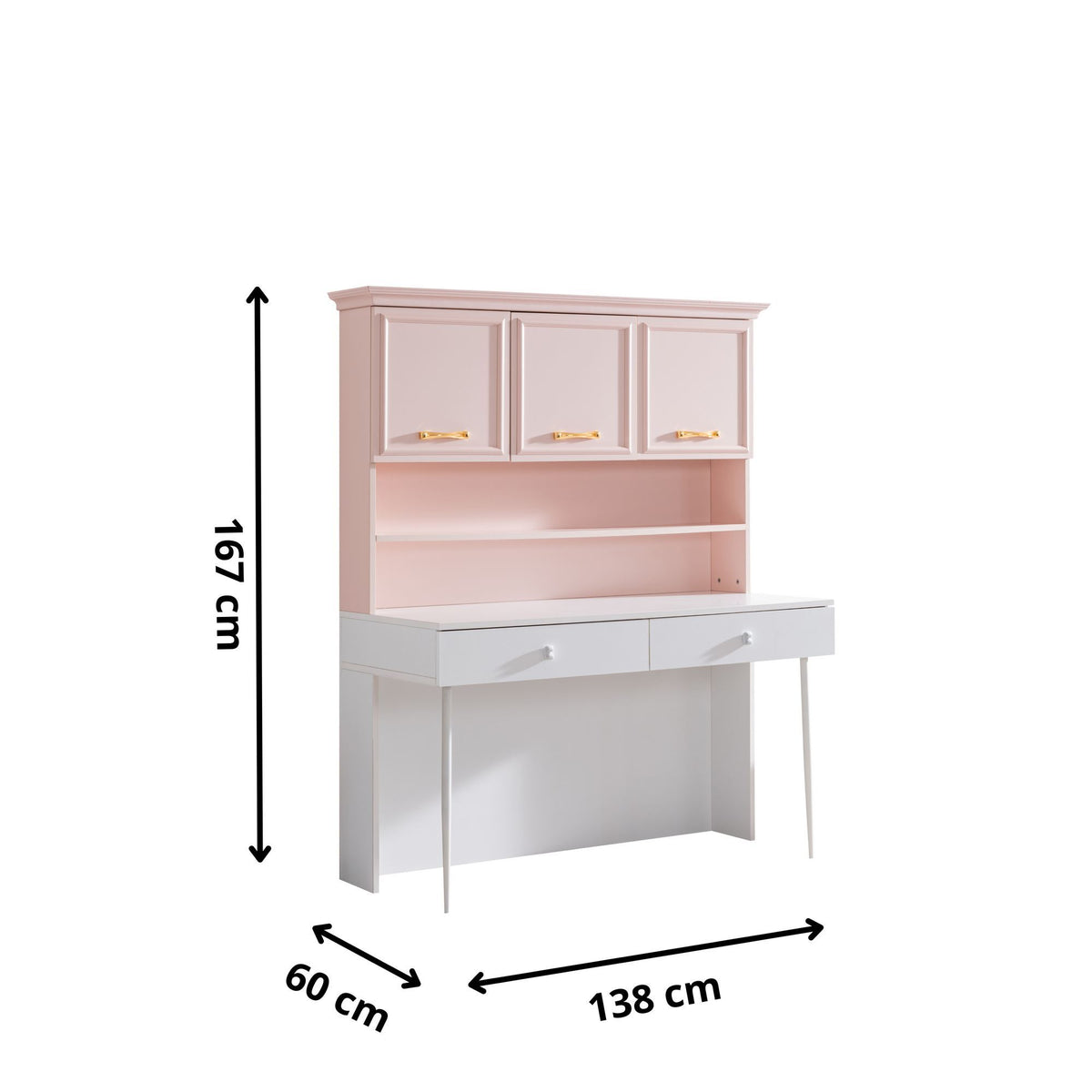 Γραφείο Υπολογιστή και Μελέτης 138x167x60 εκ. Pink Λευκό | 249HRV1211