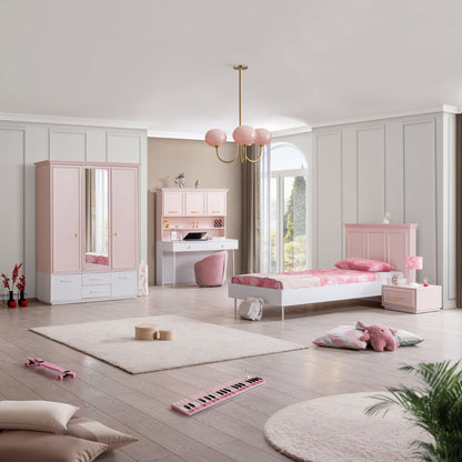 Γραφείο Υπολογιστή και Μελέτης 138x167x60 εκ. Pink Λευκό | 249HRV1211