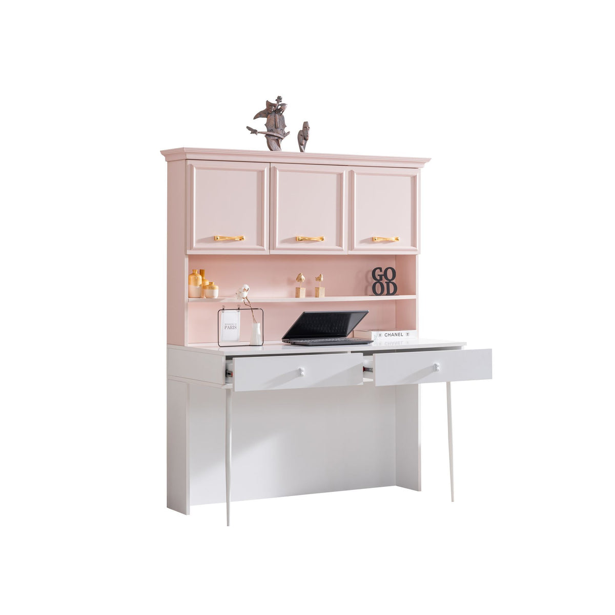 Γραφείο Υπολογιστή και Μελέτης 138x167x60 εκ. Pink Λευκό | 249HRV1211