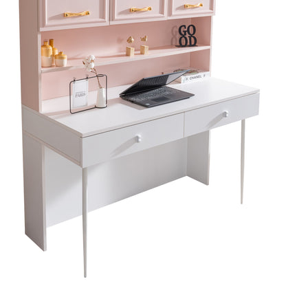 Γραφείο Υπολογιστή και Μελέτης 138x167x60 εκ. Pink Λευκό | 249HRV1211