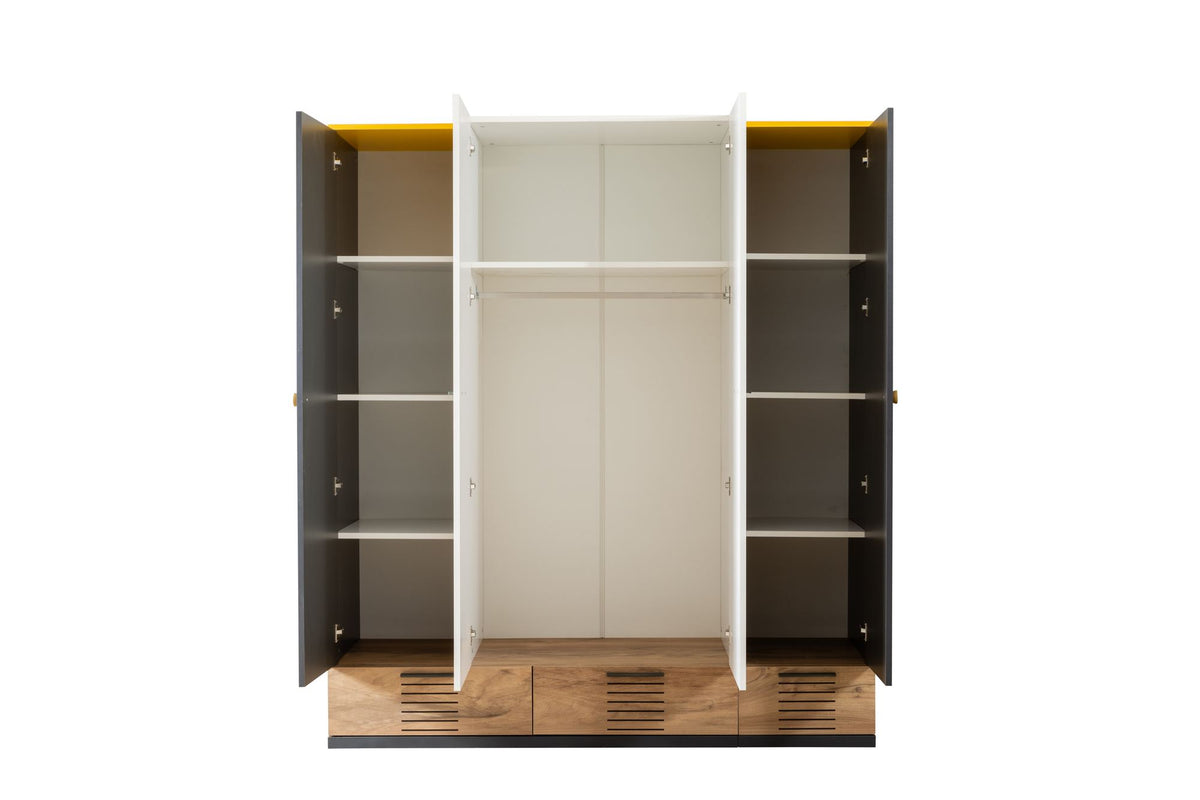 Ντουλάπα 175x200x60 εκ White Anthracite Yellow Brown 249HRV1513